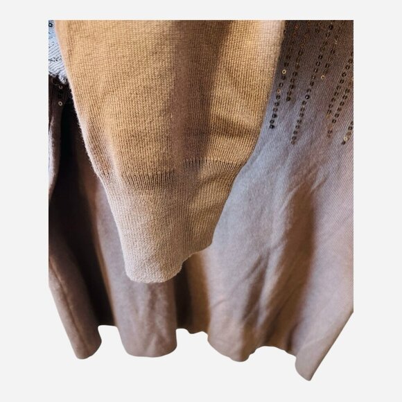 Adrianna Papell Solid Raw Edge Boat Neck Ribbed XL Antique Copper Color Brown - Picture 3 of 8